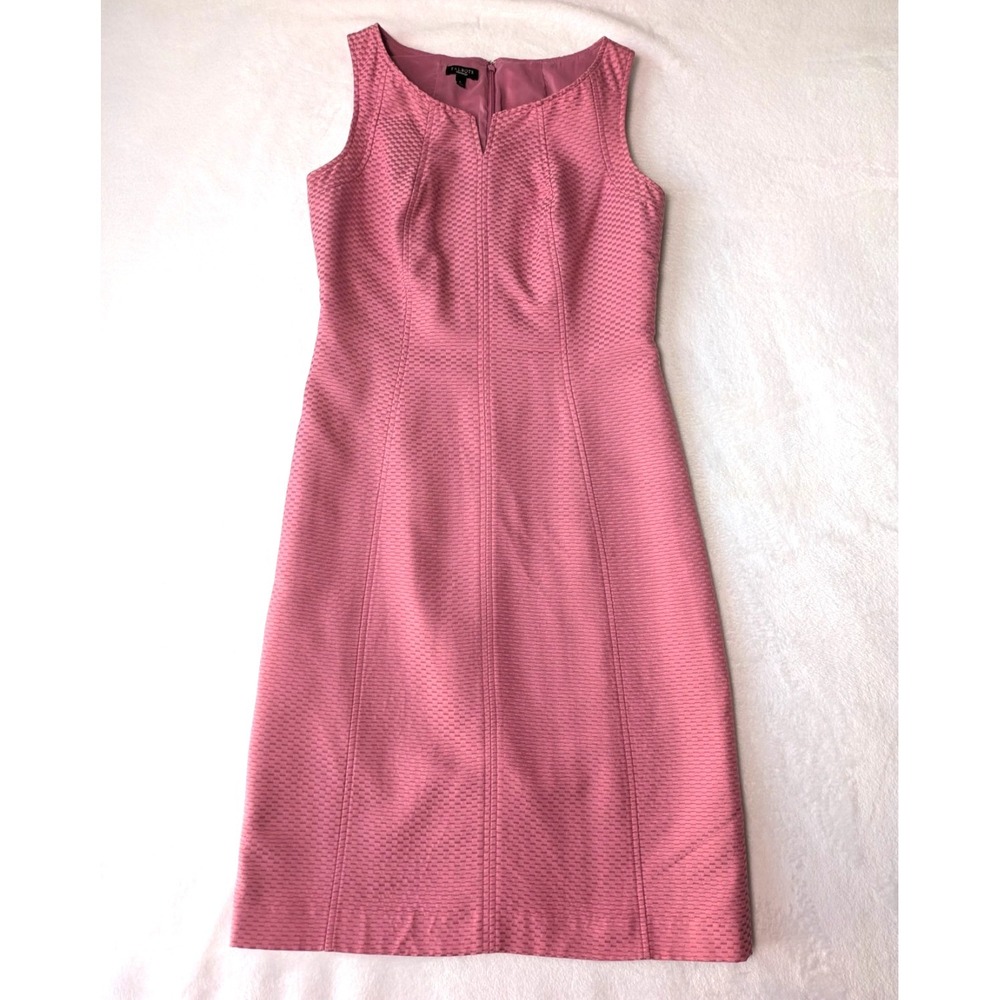 Talbots Cotton Silk Sleeveless Pink Dress Size 6 Knee Length Lined Sheath Career - Picture 2 of 10
